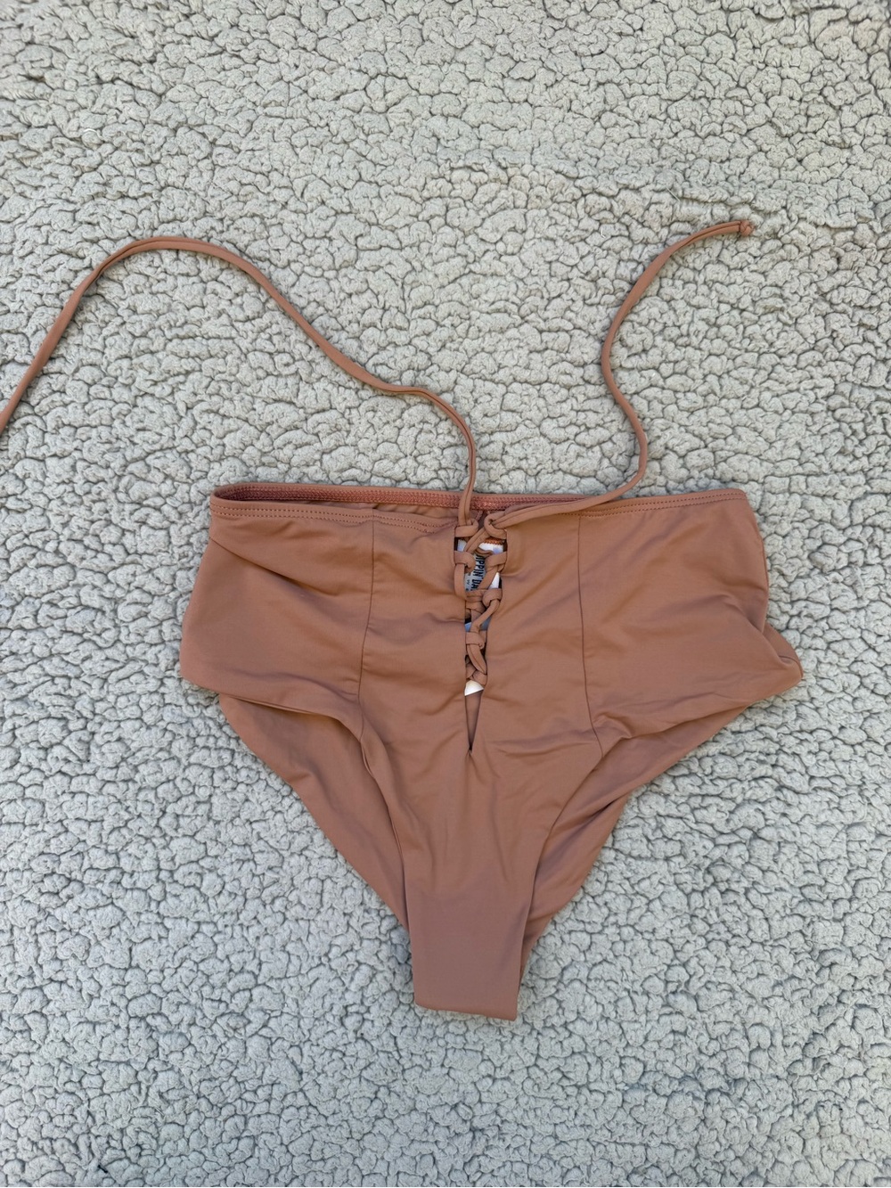 NWT High-Waist Lace-Up Women’s Bikini Bottoms — Brown